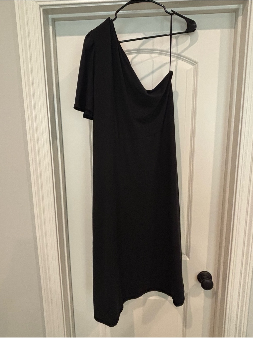 Black One-Shoulder Cotton Dress